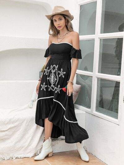 High-Low Off-Shoulder Dress - Trendsi - Flyclothing LLC