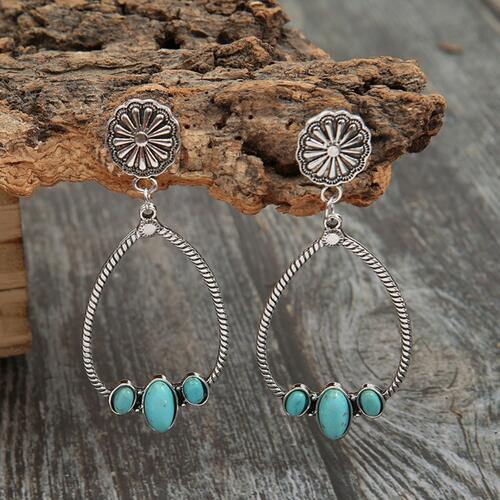 Artificial Turquoise Teardrop Earrings - Trendsi