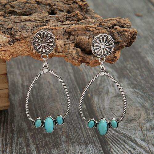 Artificial Turquoise Teardrop Earrings - Trendsi - Flyclothing LLC