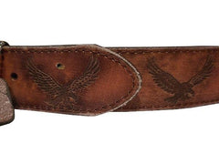Distressed Leather Eagle Belt - Flyclothing LLC