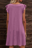 Butterfly Sleeve Round Neck Dress - Trendsi - Flyclothing LLC