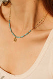 Turquoise Beaded 18K Gold-Plated Sun Shape Pendant Necklace - Trendsi - Flyclothing LLC