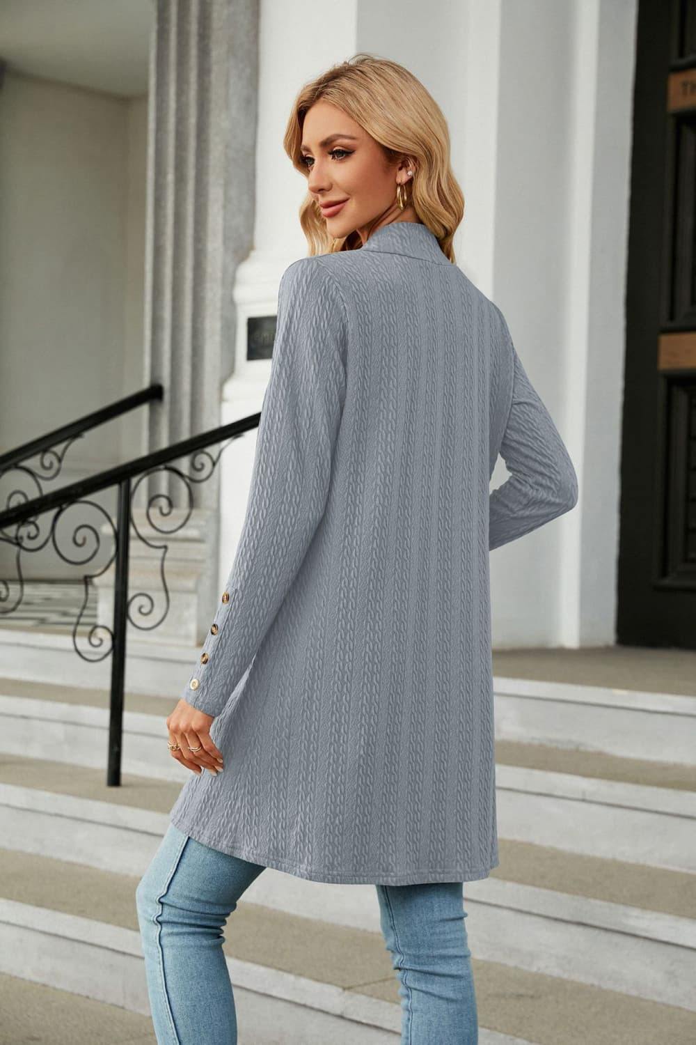 Long Sleeve Open Front Cardigan - Trendsi