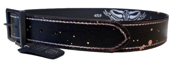 Distressed Paint Splash Leather Belt - Flyclothing LLC