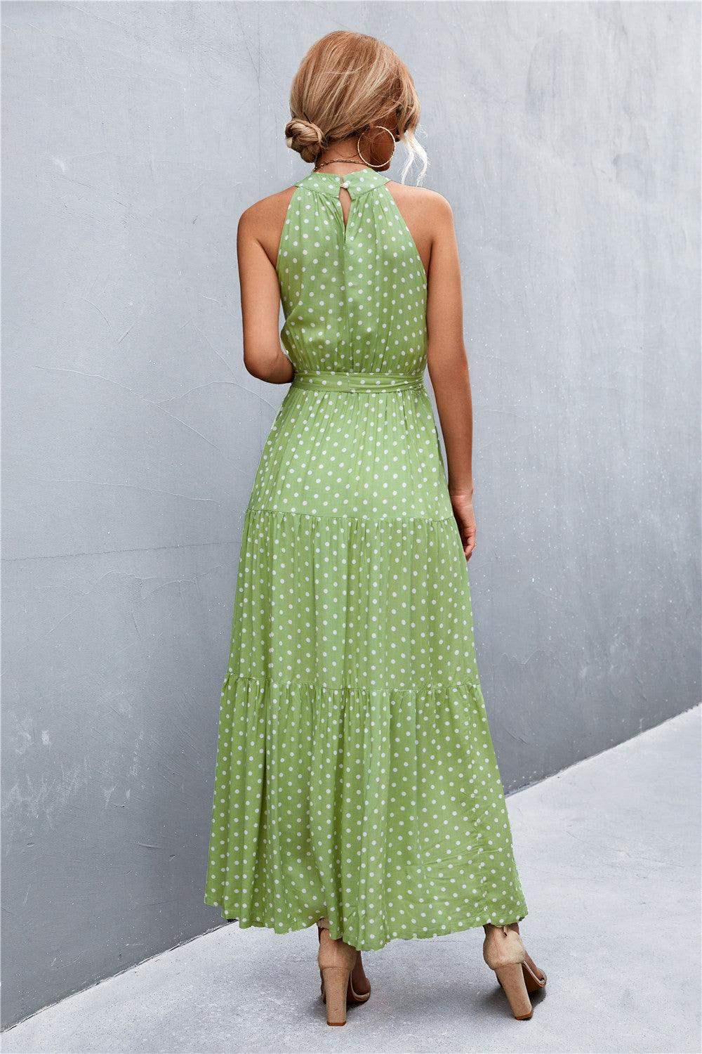 Printed Sleeveless Tie Waist Maxi Dress - Trendsi - Flyclothing LLC