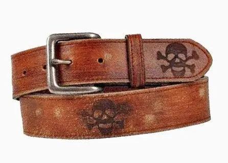 Distressed Leather Skull Belt - Flyclothing LLC