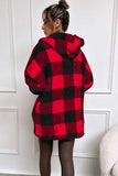Double Take Full Size Plaid Long Sleeve Hooded Coat - Trendsi