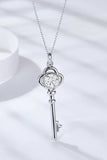 925 Sterling Silver 1 Carat Moissanite Key Pendant Necklace - Trendsi - Flyclothing LLC