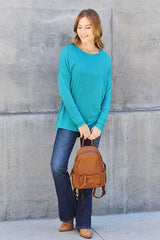 Basic Bae Full Size Round Neck Dropped Shoulder T-Shirt - Trendsi - Flyclothing LLC