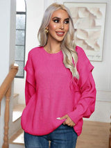 Dropped Shoulder Long Sleeve Sweater - Trendsi - Flyclothing LLC