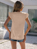 Notched Neck Butterfly Sleeve Blouse - Trendsi - Flyclothing LLC
