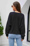 V-Neck Drop Shoulder Long Sleeve Knit Top - Trendsi - Flyclothing LLC