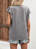 Notched Cap Sleeve T-Shirt - Trendsi - Flyclothing LLC