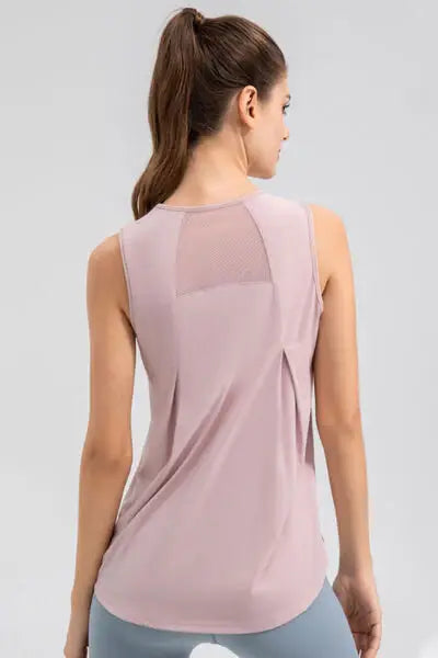 Round Neck Wide strap Active Tank - Trendsi - Flyclothing LLC