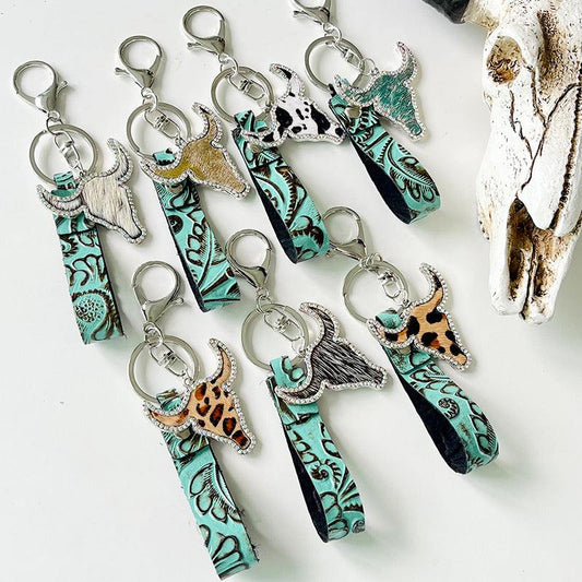 Rhinestone Bull Keychain - Trendsi
