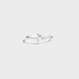 T Shape Inlaid Zircon 925 Sterling Silver Open Ring - Trendsi
