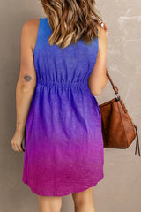 Buttoned Round Neck Sleeveless Mini Magic Dress - Trendsi - Flyclothing LLC