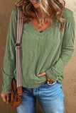Exposed Seam V-Neck Long Sleeve T-Shirt - Trendsi - Flyclothing LLC