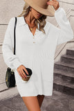 Johnny Collar Drop Shoulder Sweater Dress - Trendsi