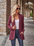 Open Front Cardigan with Pockets - Trendsi