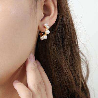 Synthetic Pearl 18K Gold-Plated Earrings - Trendsi - Flyclothing LLC