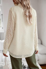 Collared Neck Long Sleeve Pocketed Shirt - Trendsi
