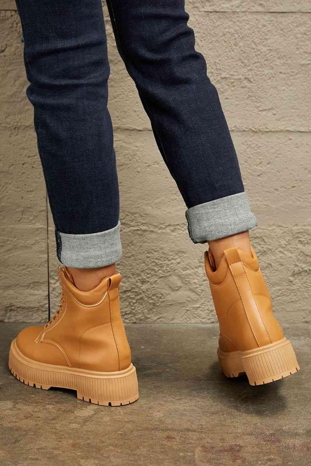 East Lion Corp Platform Combat Boots - Trendsi
