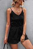 Spaghetti Strap V-Neck Pocket Romper - Trendsi