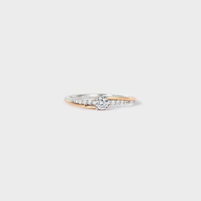 Inlaid Zircon Bicolor Rose Gold-Plated Ring - Trendsi