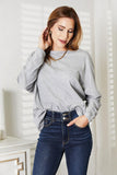 Double Take Seam Detail Round Neck Long Sleeve Top - Trendsi