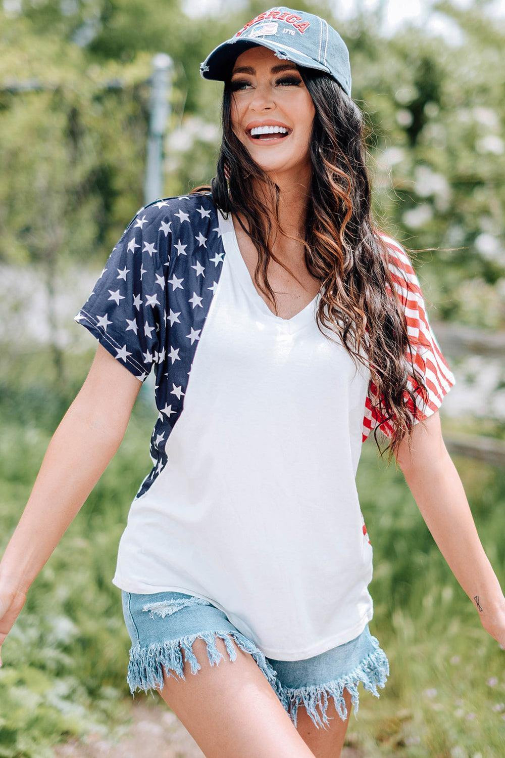 US Flag V-Neck Tee Shirt - Flyclothing LLC
