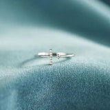 T Shape Inlaid Zircon 925 Sterling Silver Open Ring - Trendsi