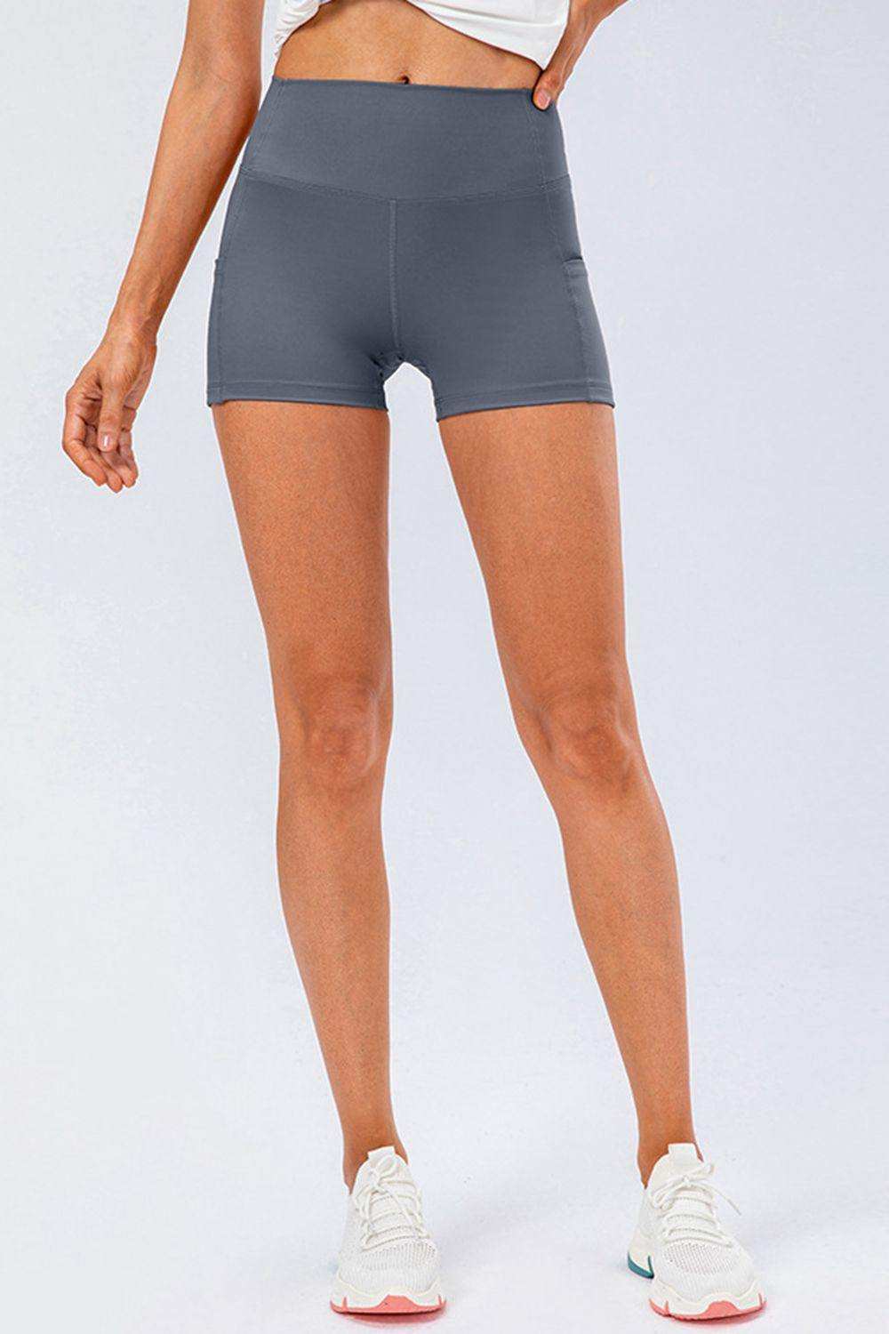 Slim Fit Wide Waistband Sports Shorts - Trendsi - Flyclothing LLC