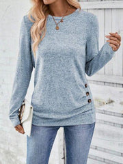 Round Neck Long Sleeve T-Shirt - Trendsi