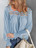Cutout Square Neck Long Sleeve Blouse - Trendsi - Flyclothing LLC