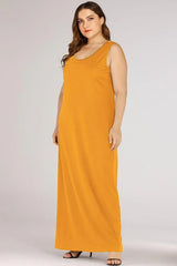 Plus Size Scoop Neck Maxi Tank Dress - Trendsi - Flyclothing LLC