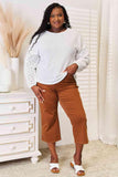 Double Take Eyelet Dropped Shoulder Round Neck Blouse - Trendsi