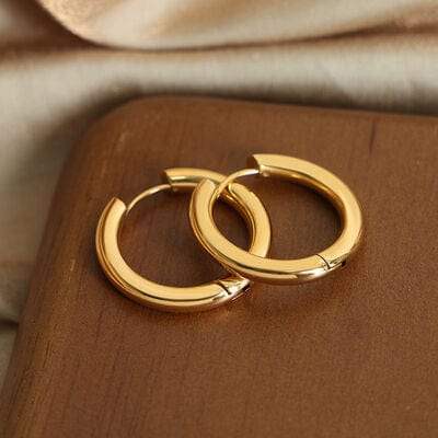 18K Gold-Plated Huggie Earrings - Trendsi - Flyclothing LLC