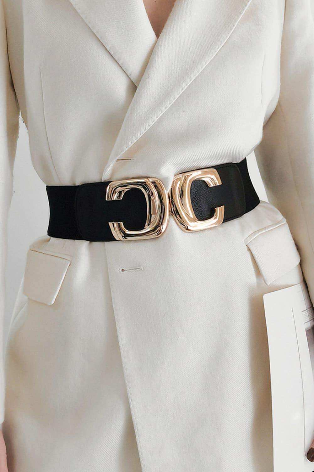 Zinc Alloy Buckle Elastic Wide Belt - Trendsi - Flyclothing LLC