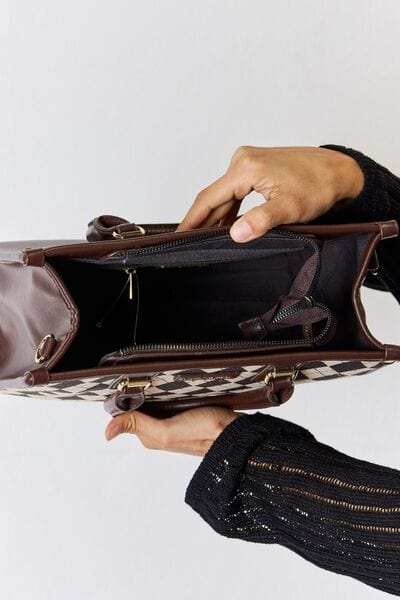 David Jones Argyle Pattern PU Leather Handbag - Trendsi - Flyclothing LLC