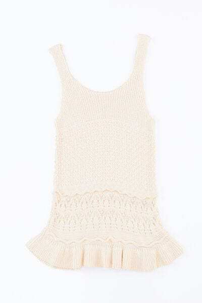 Full Size Ruffled Openwork Wide Strap Tank - Trendsi - Flyclothing LLC