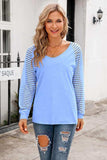 V-Neck Long Raglan Sleeve Top - Trendsi - Flyclothing LLC