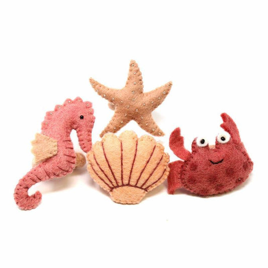 Hand-felted Seashore Napkin Rings, Set of Four Designs - Global Groove (T) - Flyclothing LLC