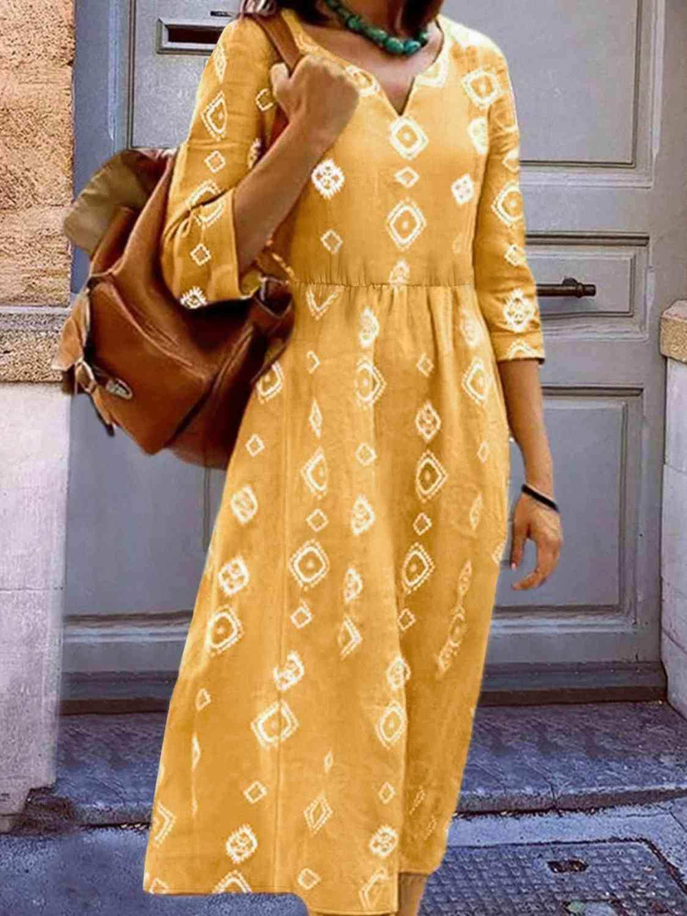 Geometric Notched Neck Dress - Trendsi - Flyclothing LLC