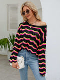 Round Neck Openwork Flare Sleeve Knit Top - Trendsi - Flyclothing LLC