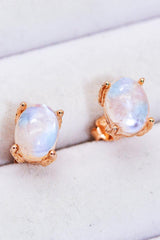 Natural Moonstone 4-Prong Stud Earrings - Trendsi