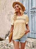 Openwork Round Neck Short Sleeve T-Shirt - Trendsi - Flyclothing LLC