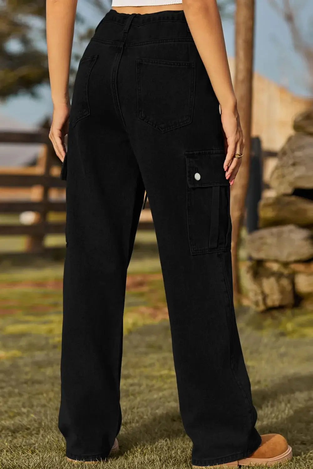 Loose Fit Drawstring Jeans with Pocket - Trendsi - Flyclothing LLC