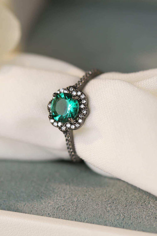 Paraiba Tourmaline Flower Shape Ring - Trendsi - Flyclothing LLC
