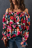 Floral Off-Shoulder Flounce Sleeve Layered Blouse - Trendsi